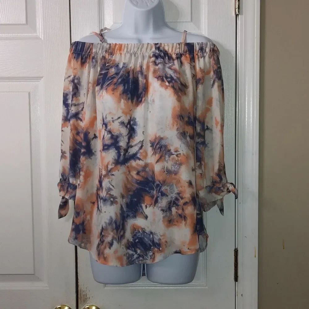 Love Streak off the shoulder tie dye blouse top Sz 2X